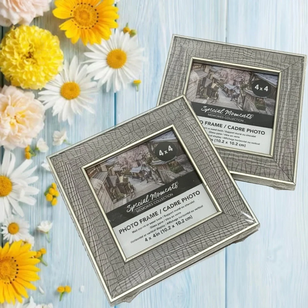 Set of 2 Picture Frames Silver Gray Photo Frame Poster Frame Gift Home Decor 4x4
